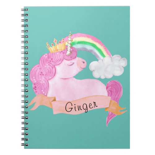Rainbow Unicorn Custom Name       Notebook