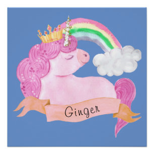 🌈Rainbow Unicorn Custom Name Poster