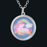 🌈Rainbow Unicorn Custom Name        Silver Plated Necklace<br><div class="desc">Beautiful magic-themed featuring Adorable baby unicorn with rainbow. Easy customization of your princess name using the "Personalization button". Check out other Matching items available in my store!</div>