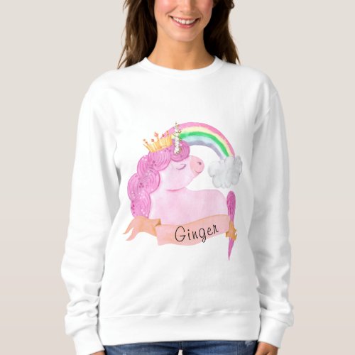 Rainbow Unicorn Custom Name    Sweatshirt