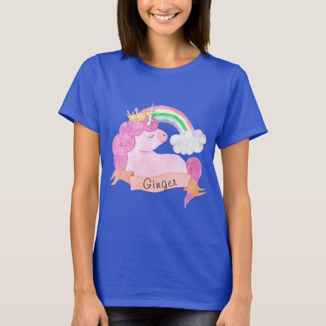 🌈Rainbow Unicorn Custom Name  T-Shirt (Front)