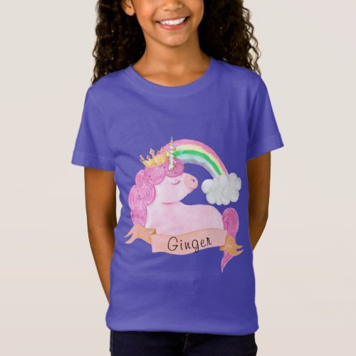 Rainbow Unicorn Custom Name  T_Shirt
