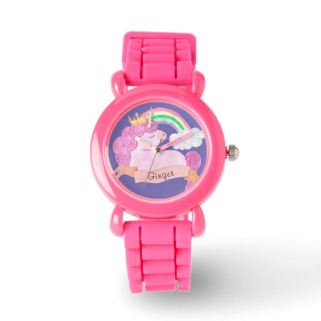🌈Rainbow Unicorn Custom Name    Watch (Front)