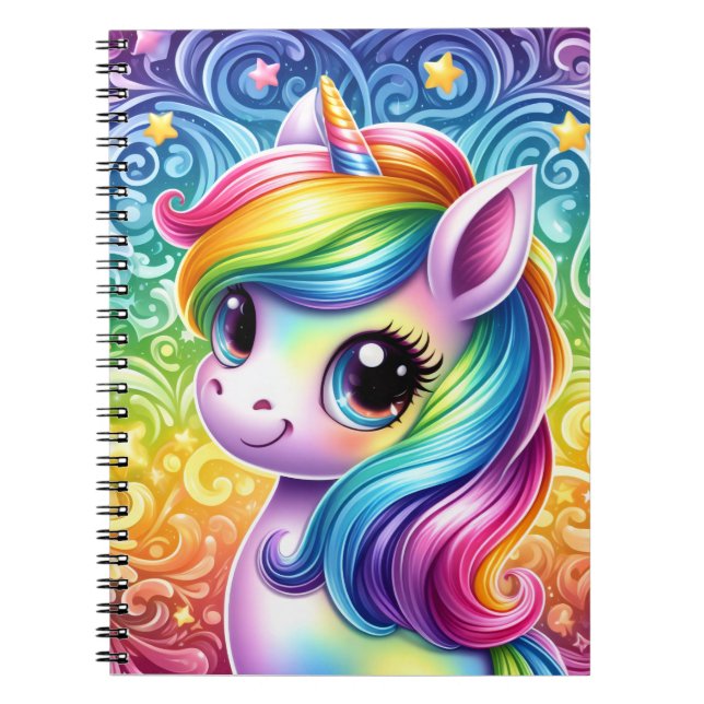 Rainbow unicorn cute fun notebook (Front)