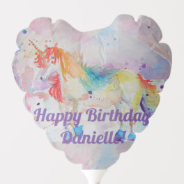 Rainbow Unicorn Cute Girls Happy Birthday Balloon