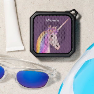 Rainbow Unicorn Cute Girly Purple Personalized  Bluetooth Speaker