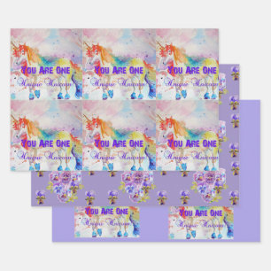 Rainbow Unicorn Cute Magical Watercolour Wrapping Wrapping Paper Sheets