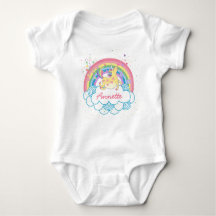 Rainbow Unicorn Cute Personalized Girls Baby Tshir