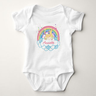 Rainbow Unicorn Cute Personalized Girls Baby Tshir Baby Bodysuit