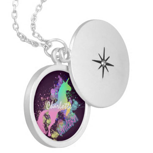 Rainbow Unicorn Cute Personalized Locket Necklace