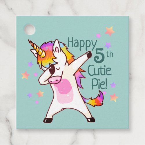 Rainbow Unicorn Dab Dance Pink Donut Thank You Favor Tags