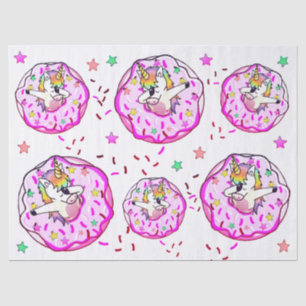 Rainbow Unicorn Dab Dance Pose Pink Iced Donut Tissue Paper