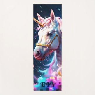 Rainbow Unicorn Double Sided Custom Name Yoga Mat