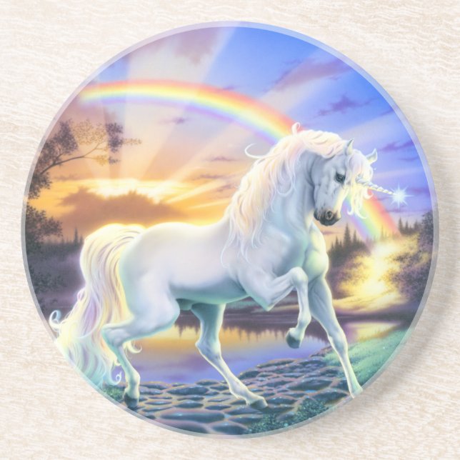 Rainbow Unicorn Drink Coaster (Front)