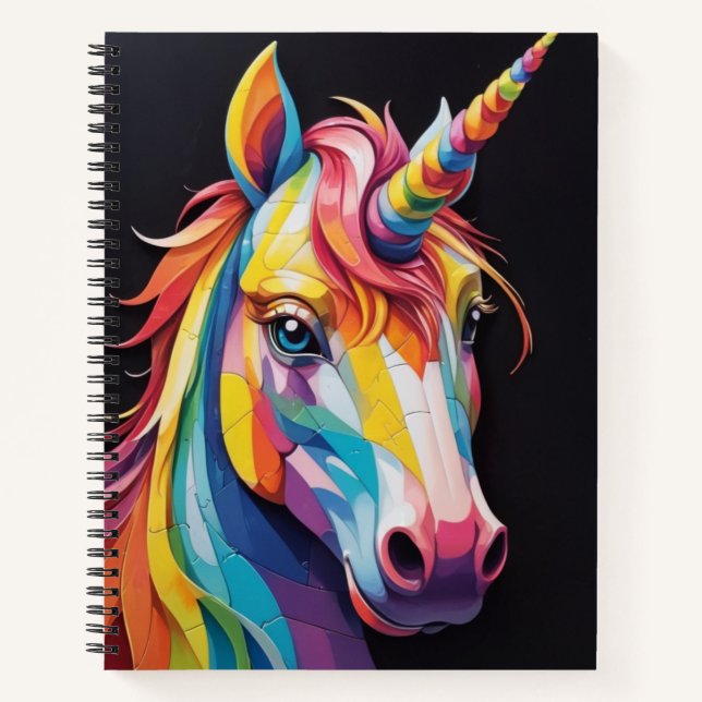 Rainbow unicorn face notebook (Front)
