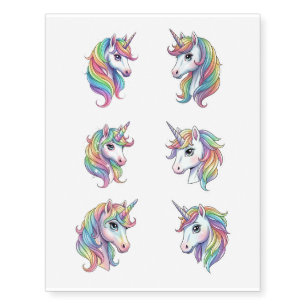 Rainbow Unicorn Faces Birthday Party Tattoos