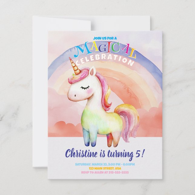 Rainbow Unicorn Flat Card (Front)