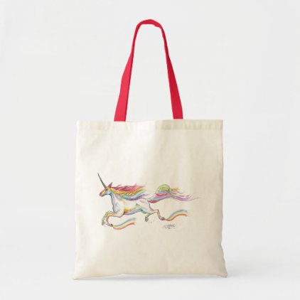 Rainbow Unicorn Flying Leaping Jumping Colorful Tote Bag