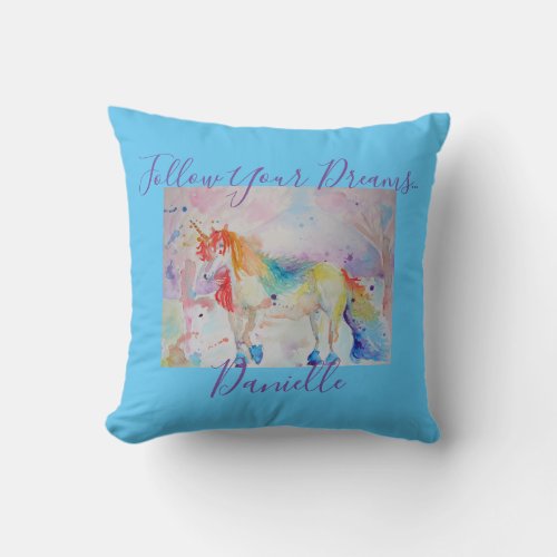 Rainbow Unicorn Follow Your Dreams Cushion
