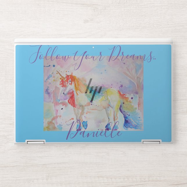 Rainbow Unicorn Follow Your Dreams Laptop Skin (Front)