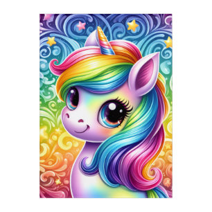 Rainbow unicorn fun wall art