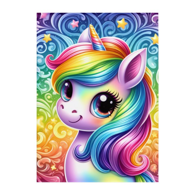Rainbow unicorn fun wall art (Front)