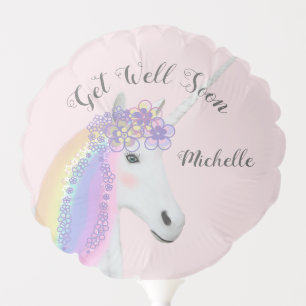 Rainbow Unicorn Get Well Soon Pink Magical Balloon