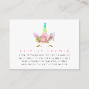 Rainbow Unicorn Girl Baby Shower Display Shower Enclosure Card