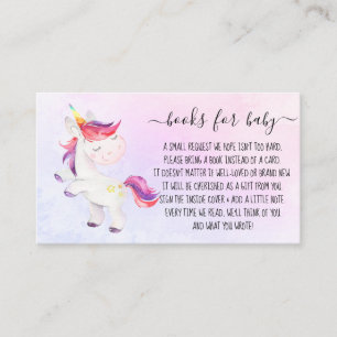 Rainbow Unicorn Girl Book Request for Baby Shower Enclosure Card