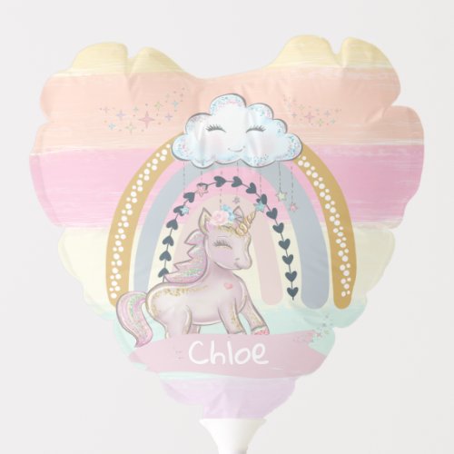 Rainbow Unicorn Girl Custom Name    Balloon