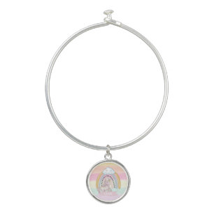 🦄Rainbow Unicorn Girl Custom Name      Bangle Bracelet
