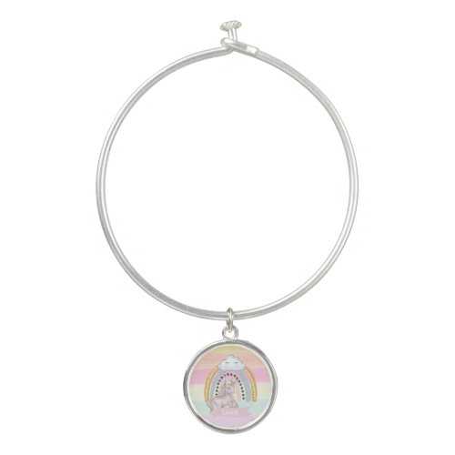 Rainbow Unicorn Girl Custom Name      Bangle Bracelet