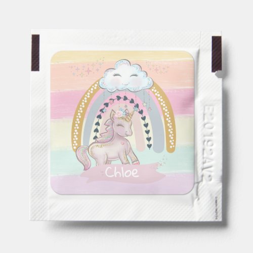 Rainbow Unicorn Girl Custom Name  Hand Sanitizer Packet