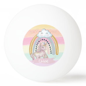 🦄Rainbow Unicorn Girl Custom Name   Ping Pong Ball