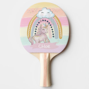 🦄Rainbow Unicorn Girl Custom Name  Ping Pong Paddle