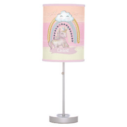 &#129412;Rainbow Unicorn Girl Custom Name Table Lamp