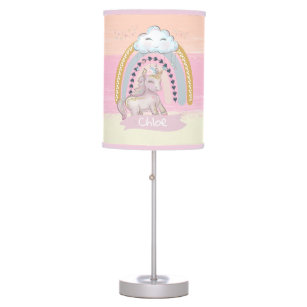 🦄Rainbow Unicorn Girl Custom Name Table Lamp
