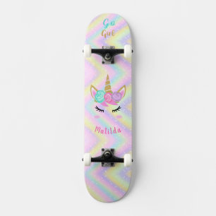 Rainbow Unicorn Girl Skateboard