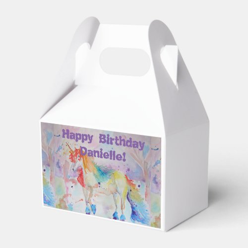 Rainbow Unicorn Girls Birthday Cake Favor Box