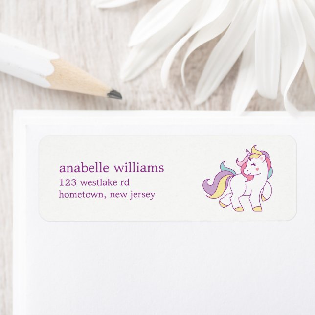 Rainbow Unicorn Girls Birthday Party Label (Insitu)