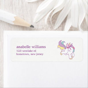 Rainbow Unicorn Girls Birthday Party Label