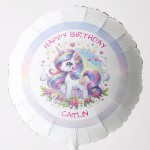 Rainbow Unicorn Girl's Birthday Party Personalized Balloon