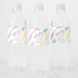 unicorn water bottle labels zazzle