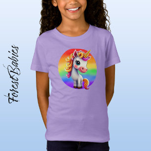 Rainbow 🌈🦄 Unicorn Girly Animal Colorful Purple T-Shirt