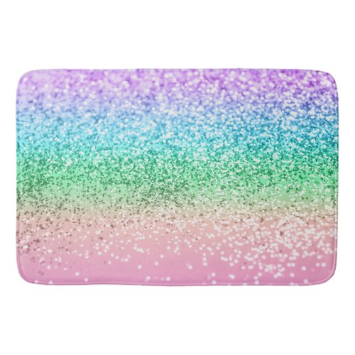 Rainbow Unicorn Glitter 1 Faux Glitter pastel  Bath Mat