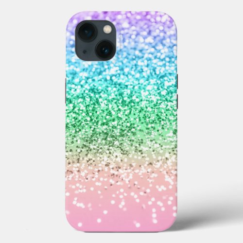 Rainbow Unicorn Glitter 1 Faux Glitter pastel  iPhone 13 Case