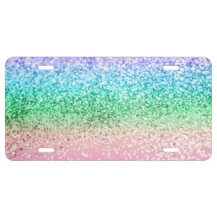 Rainbow Unicorn Glitter 1 (Faux Glitter) #pastel License Plate