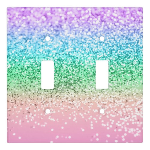 Rainbow Unicorn Glitter 1 Faux Glitter pastel  Light Switch Cover