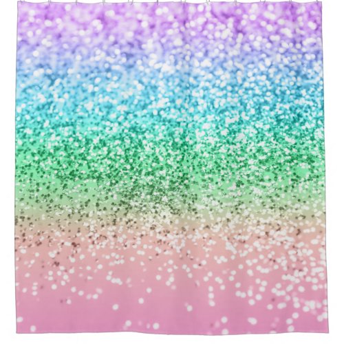 Rainbow Unicorn Glitter 1 Faux Glitter pastel  Shower Curtain
