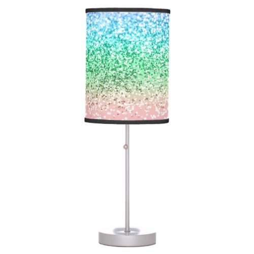 Rainbow Unicorn Glitter 1 Faux Glitter pastel  Table Lamp